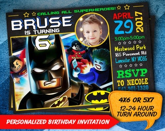 Lego Batman Invitation, Lego Birthday Invitation, Lego Batman Birthday Invite, Batman Invitation, Printable Invite