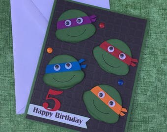 Ninja turtle card | Etsy