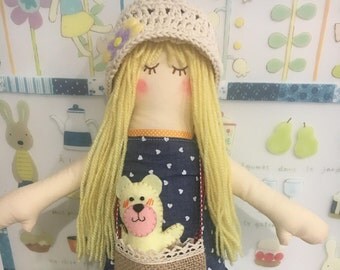 Handmade cloth doll, rag doll, fabric doll