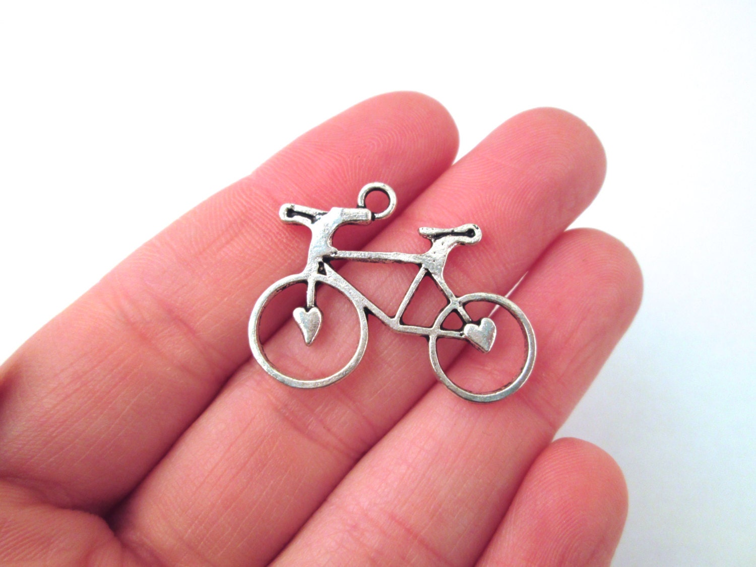 10 Silver Bicycle Charms Bike Charms D77