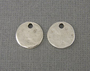 Small Silver Stamping Blank Antique Silver Round Circle Tag Mini Tiny Textured Layering Pendant Hammered Disc Pendant Charm |NU3-3|2 XN
