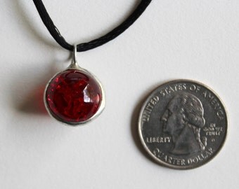 Fried Marble Necklace or Choker on satin cord, handmade jewelry