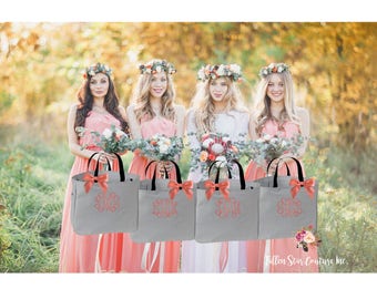 1 Bridesmaid tote bags , bridesmaid gifts , tote bag , beach bag , bachelorette party gift ,wedding bag , wedding tote bags