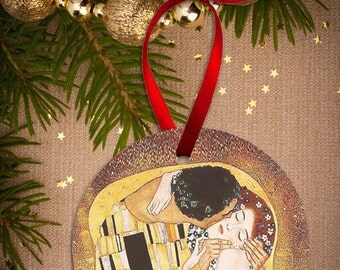 The Kiss Klimt Custom Ornament, Christmas Tree Ornaments, Wood Ornament, Christmas Ornaments Wood, Christmas Ornaments Handmade, Boho