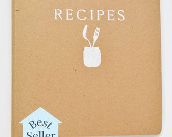 Recipe Binder -- Hand-Stenciled Cover - Heavy-duty recycled cardboard - 3-ring binder for letter-size recipes - Binder only - no inserts