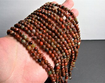Brecciated Jasper - 6 mm round beads -1 full strand - 66 beads - Poppy jasper - RFG6
