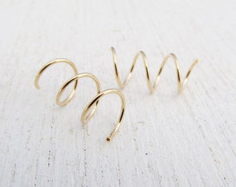 7 mm Hoops for 3 Side by Side Ear Piercings in 14/20 Gold Filled / Triple Hoop Earrings / Yellow Gold Filled Earrings / Small Spiral Hoops