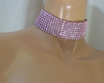 Pink Rhinestone Choker, Rhinestone Choker, Rhinestone Necklace, Pink Rhinestone Jewelry, Bridesmaid Jewelry, Party Choker, Party Necklace