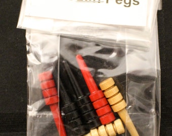Wooden Cribbage Pegs Replacements, Standard Pegs, Red, Black, Natural Wood Game Pegs, Paul Szewc, Masterpiece Laser