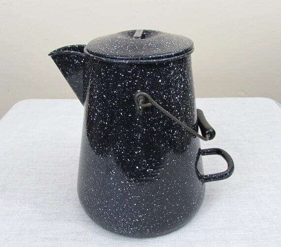 Vintage Large 12 USN Graniteware Coffee Pot Bail Handle