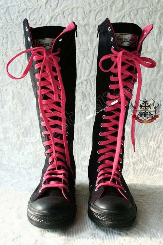 pink knee high sneakers