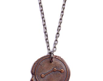 Zodiac Jewelry - Aries - Personalized Jewelry for Men - Constellation Pendant - Men's Zodiac Sign Necklace - Wax Seal Necklace - Handmade