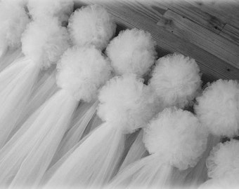 Tulle Pew Bows, Quinceanera, Church Pew Decor, White Pew Bows, Ivory, Traditional Pew Bows, Formal Wedding Decoration, Aisle Decor