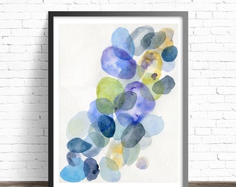 Abstract Painting Print. Pebbles art. Abstract nature painting print. Abstract watercolor poster. Modern art print bathroom wall art