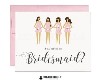 Will You Be My Bridesmaid Card Bridesmaid Proposal Card Blush Pink Bridesmaid Dress Bridesmaid Card Bridal Party Wedding Card Tori CW0018