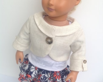 Doll Jacket, skirt, and tank top, fits 18 inch dolls, 3 piece doll outfit, penny lane jacket,