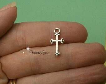 3 Cross Charms, Antique Silver Tone 17 x 9 mm ts1264