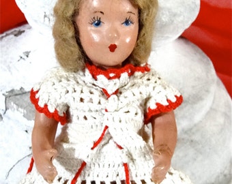 Vintage Composition Doll Mohair Wig Jointed - Hollywood Doll Company California 1940's