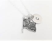 Items similar to American flag necklace personalized initial USA flag ...