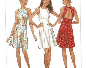 New Look 6502 Summer Sleeveless Dress Pattern with Open Back Womens Sewing Pattern, Misses Size 8 Bust 31 Complete