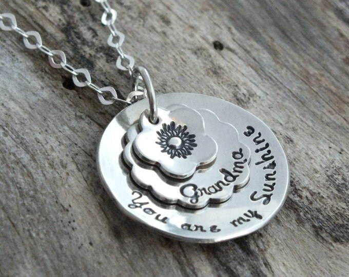 You Are My Sunshine / Sunflower Necklace / You Are My Sunshine Necklace / You Are My Sunshine Jewelry / Sterling Silver Mommy Necklace