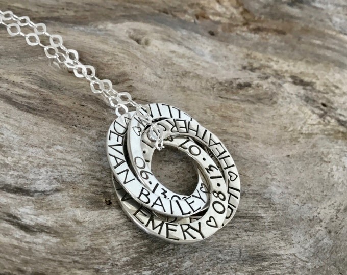 Sterling Silver Mom Jewelry For Her - Names Necklace - Sterling Silver - Necklace Names, Personalized Grandparent - Gifts for Mom Necklace