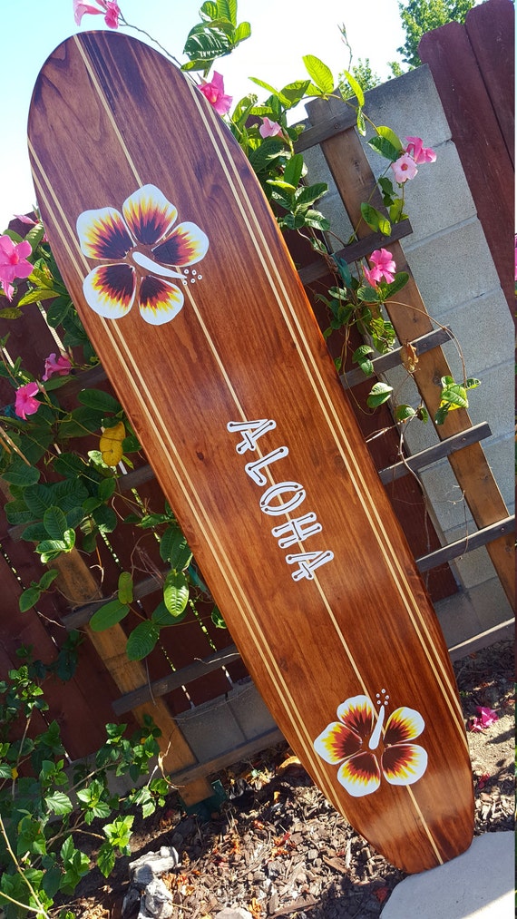 6ft. classic SURFBOARD WALL ART Hawaiian surf beach hibiscus