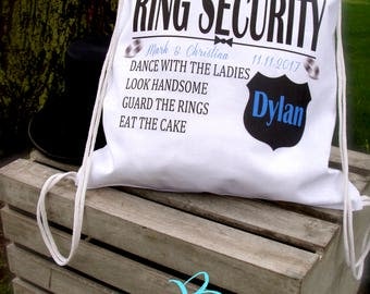 RING SECURITY; personalized; ring bearer gift; ring bearer bag; backpack; ring security gift; novelty gift; wedding party gifts; wedding