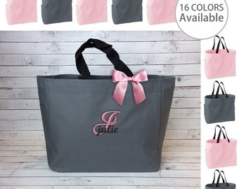 10 Monogrammed Tote Bags, Personalized Tote Bag, Bridesmaid Gift, Embroidered tote bag, Essential tote bag