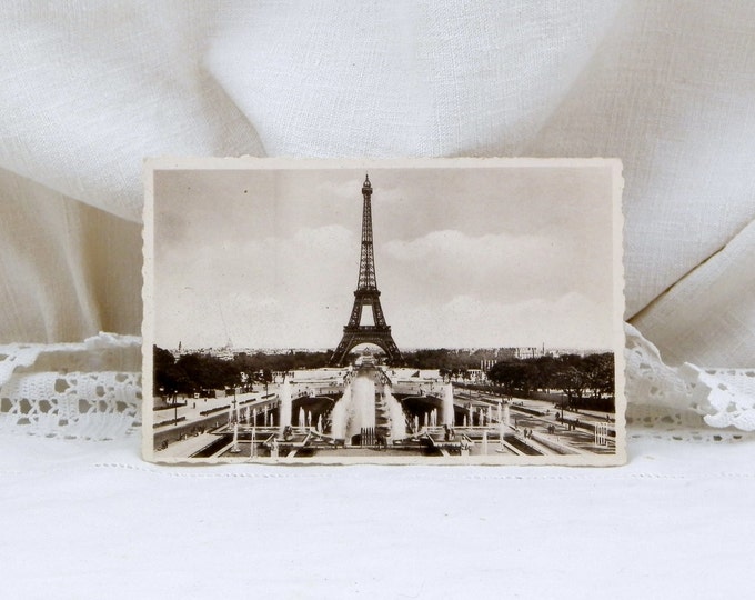 Antique French Unused Sepia Postcard, Eiffel Tower, French Decor, Vintage Parisian Decor, Shabby, Art Deco, Vacation, Europe, France, Retro