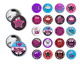 Nurse Pins RN Nurse gift Pin Back Button set Party Favors 1.25 inch Buttons Healthcare buttons pins badges magnets Nurses Week
