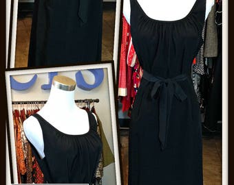 Vintage Black Dress with Pockets FREE SHIPPING