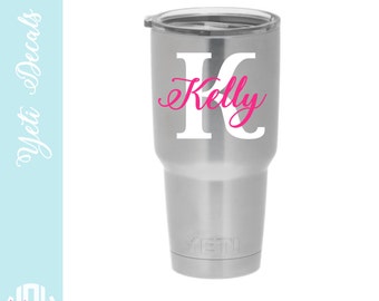 Yeti Rambler Personalized Decal | Yeti Vinyl Decal | Monogram and Name | Yeti 20oz & 30oz Tumbler Decal | Yeti Sticker