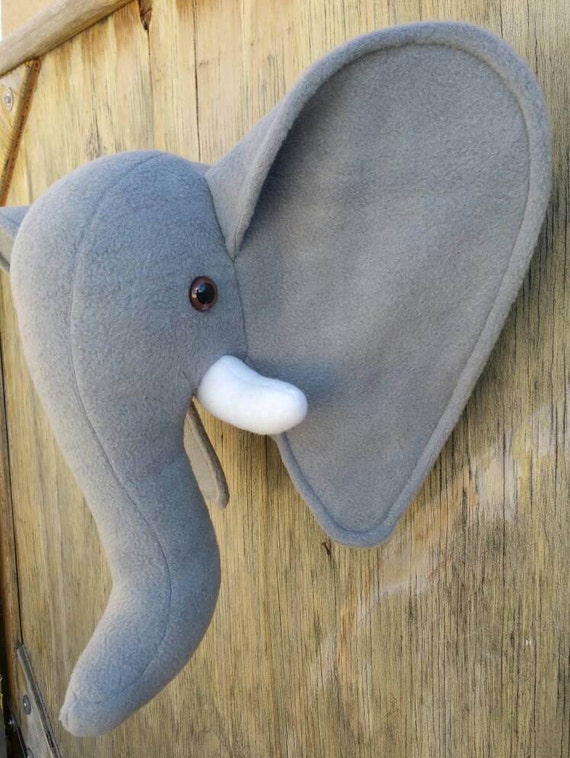 plush elephant head wall mount