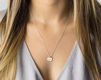 Custom Initial Necklace • Personalized Disks - Kid's Names, Friends • Mother's Necklace Gift Idea • Multiple Initial Disc Tag Option • LN209