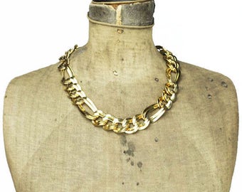 Chunky Gold Link Necklace, Chunky Gold Chain Necklace, Heavy Gold Chain Necklace Necklace, Wide Gold Necklace