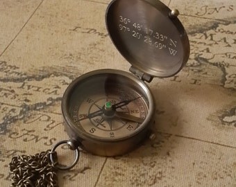 compass, engraved working compass, personalized compass, groomsmen gift, christmas, mens, engraved compass, fathers day gift, anniversary