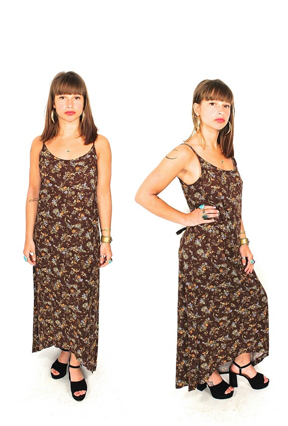 Vintage 90s Floral Maxi Dress 90s Soft Grunge Strappy Floral