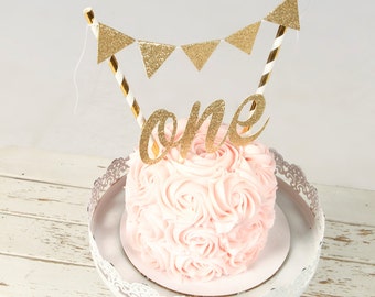 One Cake Topper, First birthday cake topper, ONE Smash Cake Set (Cake Topper and banner)