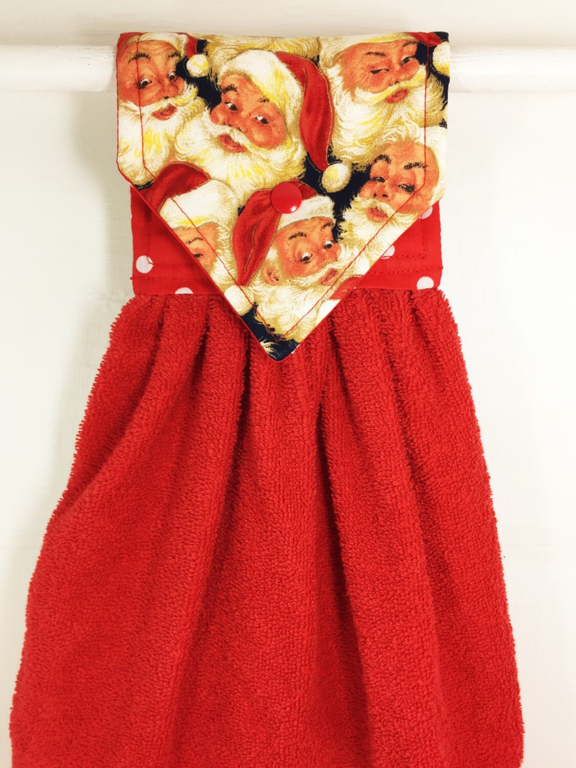 Santa Hanging Hand Towel Retro Santas Hanging Kitchen Towel