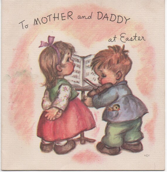 1947 Unused Easter Card To Mother and Daddy at Easter great
