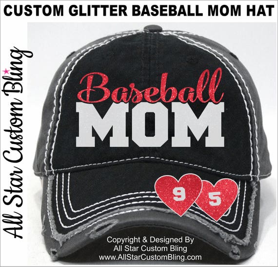 Glitter Baseball Mom Hat Baseball Mom Distressed Hat Mom