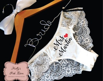 FAST SHIPPING White Lace Personalized Sexy Bridal Panty Bridal Panties Bridal Underwear Cheeky Panties