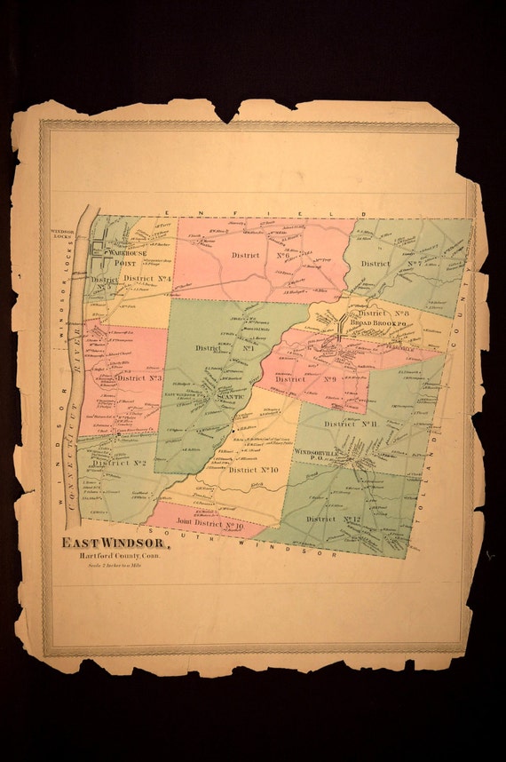 East Windsor Map Connecticut Antique Residential District