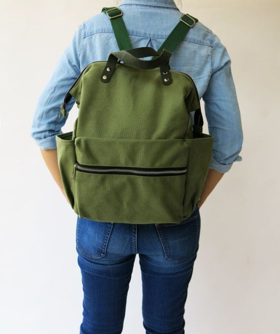 green diaper bag backpack