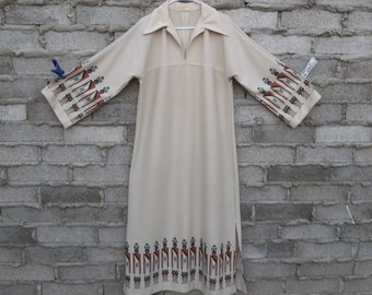 Vintage Kaftan Dress Hopi Inspired Native American 1970s Southwestern sz Large Women Clothing