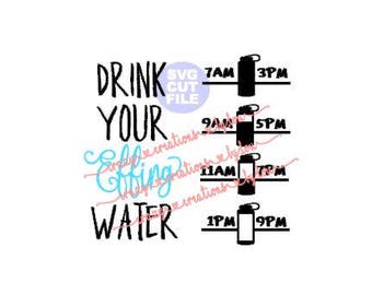Drink your effing water digital cut file for water bottle- htv-vinyl-decal-diy-plotter-vinyl cutter-craft cutter-.SVG -.DXF & JPEG format