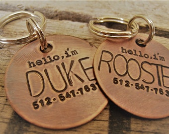 Dog Tag - Hand Stamped Pet ID Tag - Personalized Pet/Dog Tag - Dog Collar Tag - Engraved Dog Tag - Handsatmped Pet Tag - Copper Dog Tag