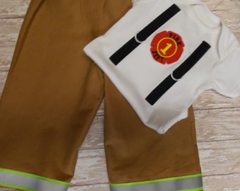 Baby Firefighter turnout gear outfit, baby Fire fighter Halloween costume, Fireman outfit, Fire Fighter's baby shower gift, Baby bunker gear
