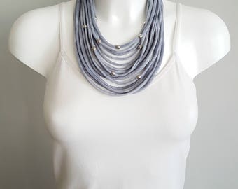 t shirt necklace, fabric necklace, cotton fabric necklace, t shirt scarf, infinity necklace